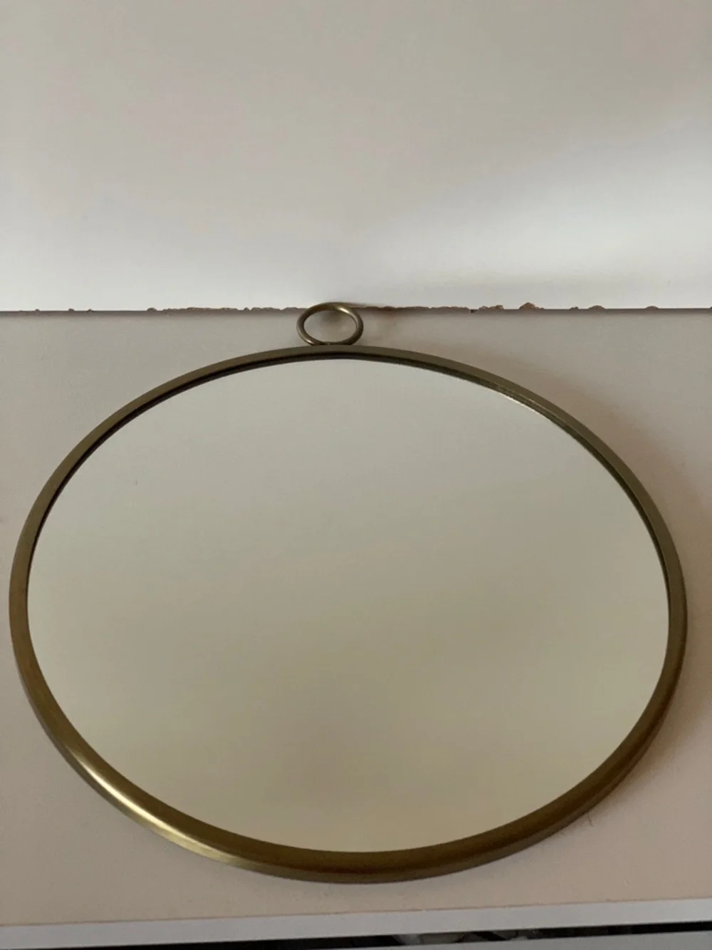 Lacquered Brass Ring Finish Round Wall Mirror 12” x 12”